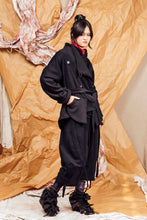 Load image into Gallery viewer, AW25 AMANE WRAP RUCHE COAT - OBSIDIAN
