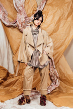 Load image into Gallery viewer, AW25 AMANE WRAP RUCHE COAT - SAND PINSTRIPE