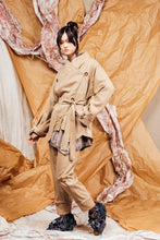 Load image into Gallery viewer, AW25 AMANE WRAP RUCHE COAT - SAND PINSTRIPE
