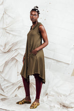 Load image into Gallery viewer, SL25 VALITA SPLIT DRESS - KHAKI RIB