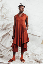 Load image into Gallery viewer, SL25 VALITA SPLIT DRESS - RUST OCHRE RIB