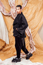Load image into Gallery viewer, AW25 AMANE WRAP RUCHE COAT - OBSIDIAN