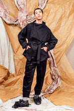 Load image into Gallery viewer, AW25 AMANE WRAP RUCHE COAT - OBSIDIAN