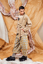 Load image into Gallery viewer, AW25 AMANE WRAP RUCHE COAT - SAND PINSTRIPE