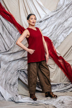 Load image into Gallery viewer, Women's Asymmetrical Knit Tank in Cherry Red Cotton