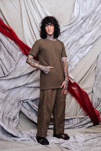 Load image into Gallery viewer, Men's Asymmetrical Pocket Tee in Khaki Cotton Waffle Knit