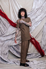 Load image into Gallery viewer, Men's Asymmetrical Pocket Tee in Khaki Cotton Waffle Knit