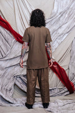 Load image into Gallery viewer, Men's Asymmetrical Pocket Tee in Khaki Cotton Waffle Knit