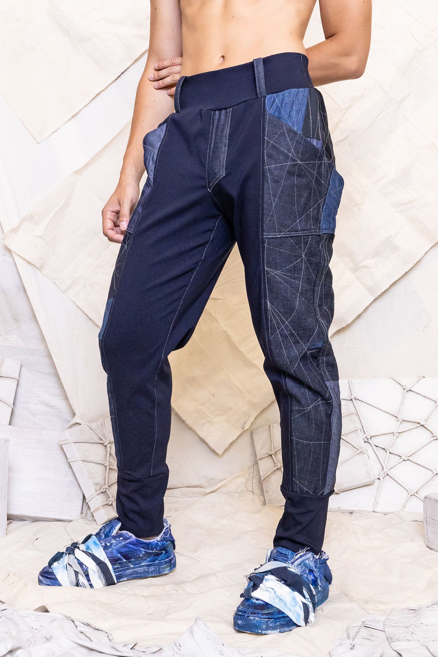 RS25 CORTEZ ARTISAN SLIM PANTS – DENIM PATCHWORK