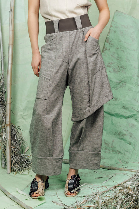 SL26 ADDIS LAYERED WIDE PANTS - ASH MARLE