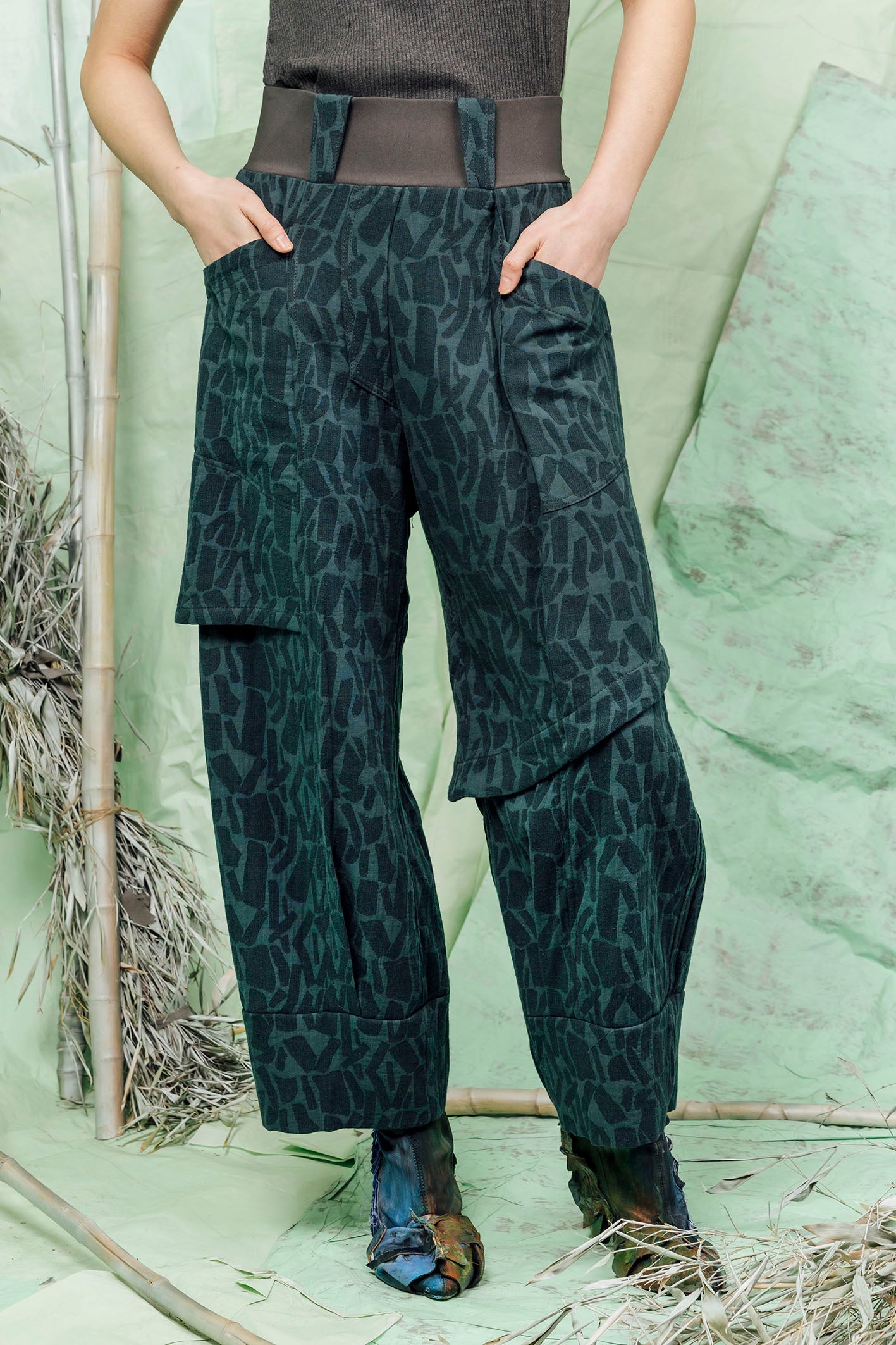 SL26 ADDIS LAYERED WIDE PANTS - JADE