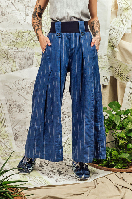 Linen Stripe Palazzo Pants