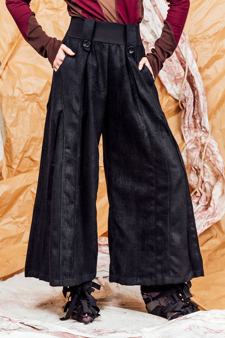 AW25 ADLAI PALAZZO PANTS - OBSIDIAN CHENILLE