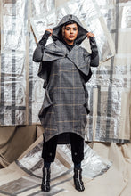 Load image into Gallery viewer, AW23 ALVIA HOODED CAPE DRESS - GRAPHITE PLAID