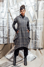 Load image into Gallery viewer, AW23 ALVIA HOODED CAPE DRESS - GRAPHITE PLAID