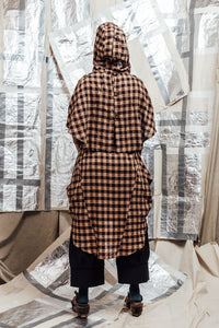 AW23 ALVIA HOODED CAPE DRESS - MANDARIN CHECK