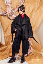 Load image into Gallery viewer, AW25 AMANE WRAP RUCHE COAT - OBSIDIAN