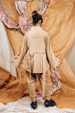 Load image into Gallery viewer, AW25 AMANE WRAP RUCHE COAT - SAND PINSTRIPE