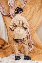 Load image into Gallery viewer, AW25 AMANE WRAP RUCHE COAT - SAND PINSTRIPE