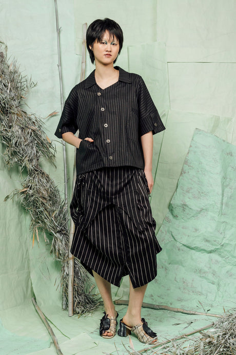 SL26 CADEAU BOXY SHIRT JACKET - OBSIDIAN PINSTRIPE