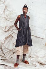 Load image into Gallery viewer, SL25 KAIDA LONG WRAP VEST - CHARCOAL ACIDWASH