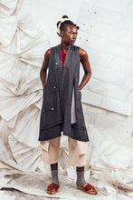 Load image into Gallery viewer, SL25 KAIDA LONG WRAP VEST - CHARCOAL ACIDWASH