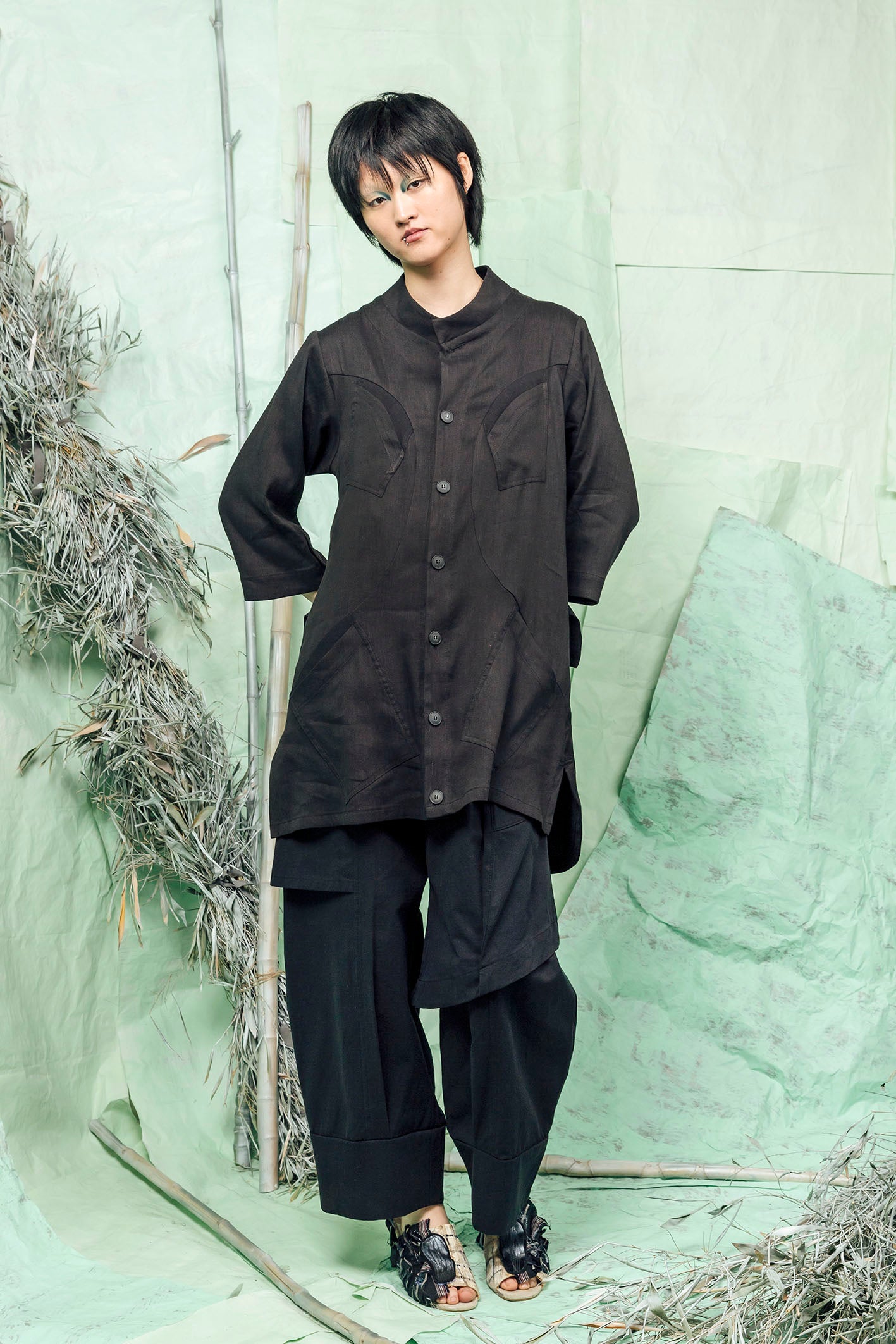 SL26 KAIEN LONG SHIRT - OBSIDIAN