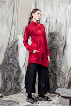 Load image into Gallery viewer, AW24 KALIS SCARF TUNIC TOP - MOTTLED RUBY