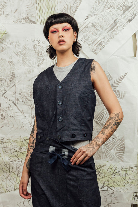 MAKOTO JUMPSUIT TOP - DENIM