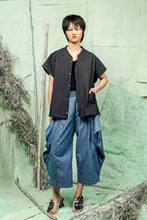 Load image into Gallery viewer, Charcoal Marle, Loose-Fitted, Short-Sleeved, Buttoned, Convertible, Uni-Sex Top