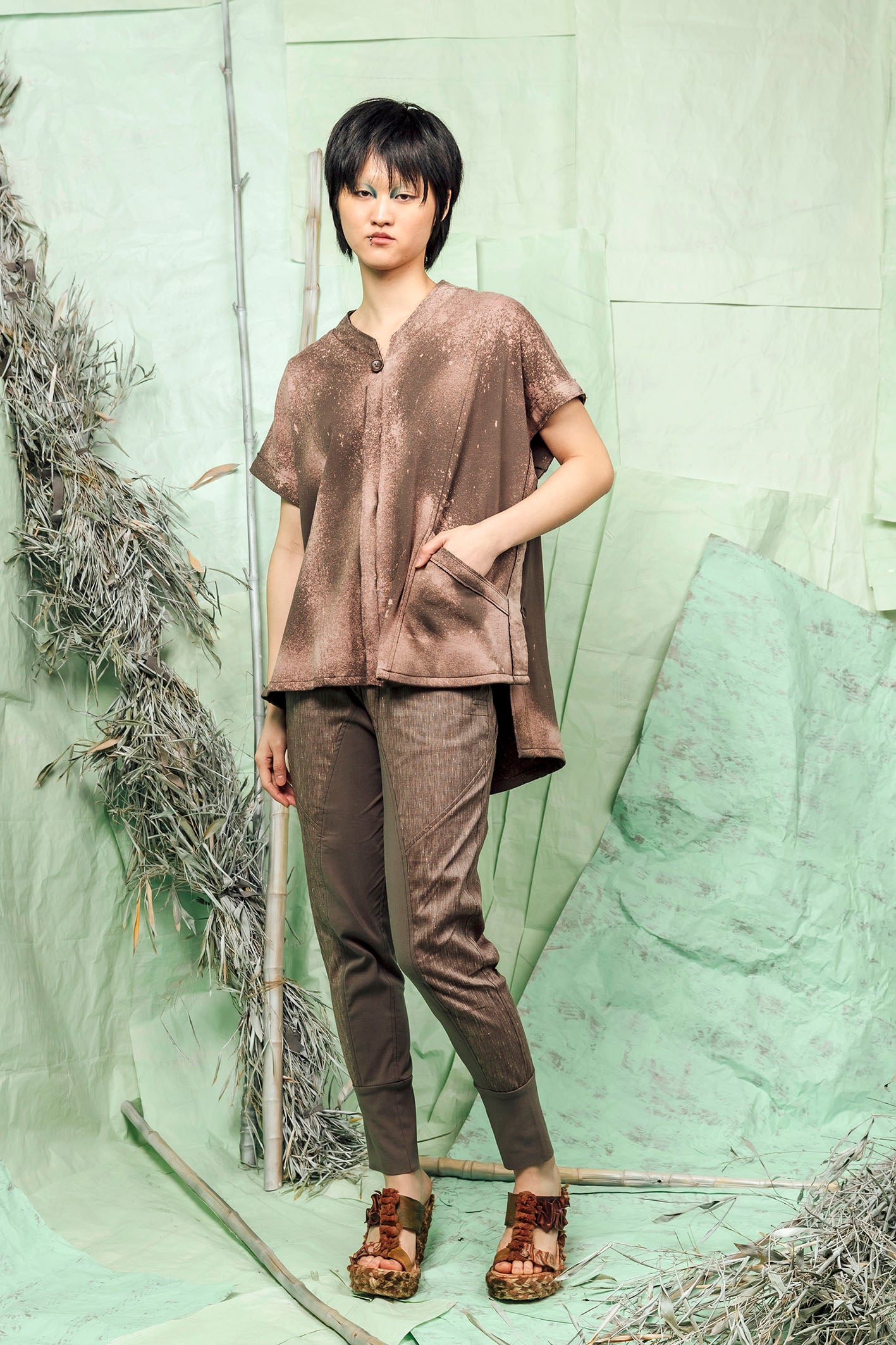 SL26 MANI CONVERTIBLE SQUARE TOP - KHAKI SALMON