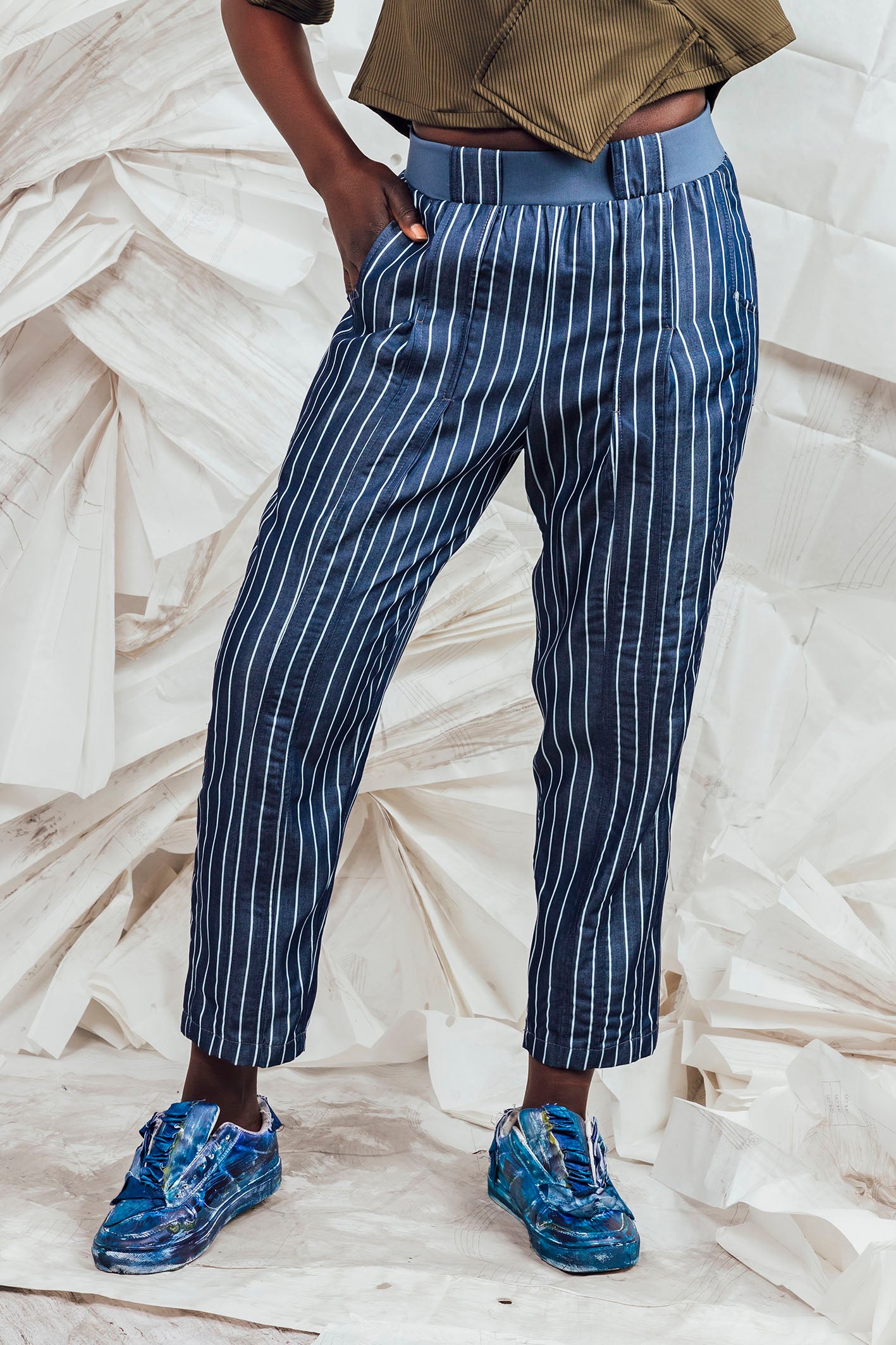 SL25 RAYDEN STRAIGHT LEG PANT - DENIM PINSTRIPE