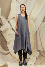 Load image into Gallery viewer, SL27 SAKASA  REVERSIBLE TUNIC DRESS - MIDNIGHT PEWTER STRIPE