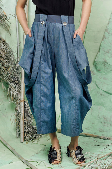 SL26 SHOSAI WRAP PANTS - DENIM CHAMBRAY