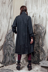 AW24 THORNE DRAPE TRENCH - CHARCOAL FLECK