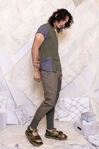 RS25 JAI CAP SLEEVE PANEL TOP - KHAKI OLIVE