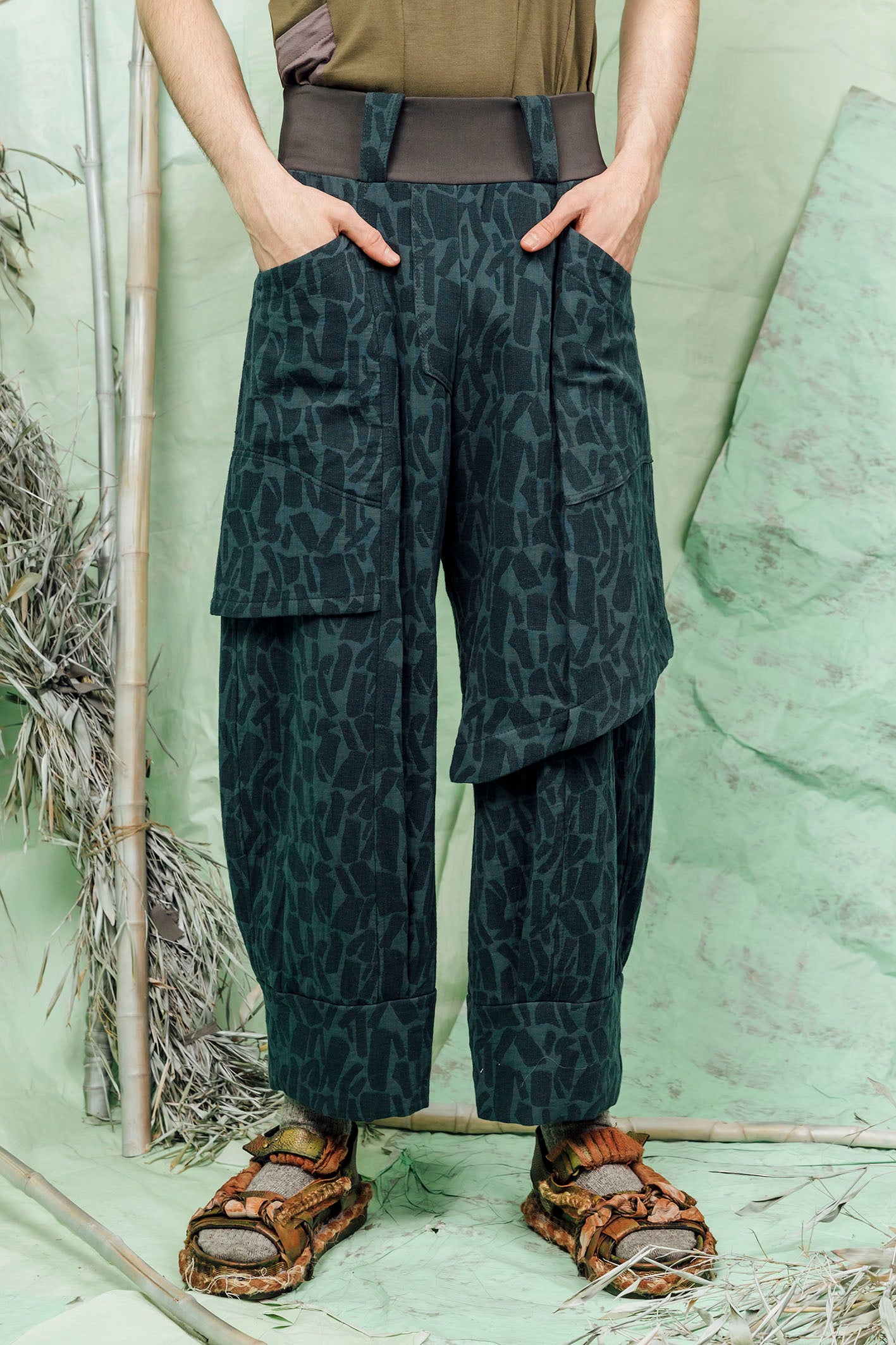 SL26 ADDIS LAYERED WIDE PANTS - JADE