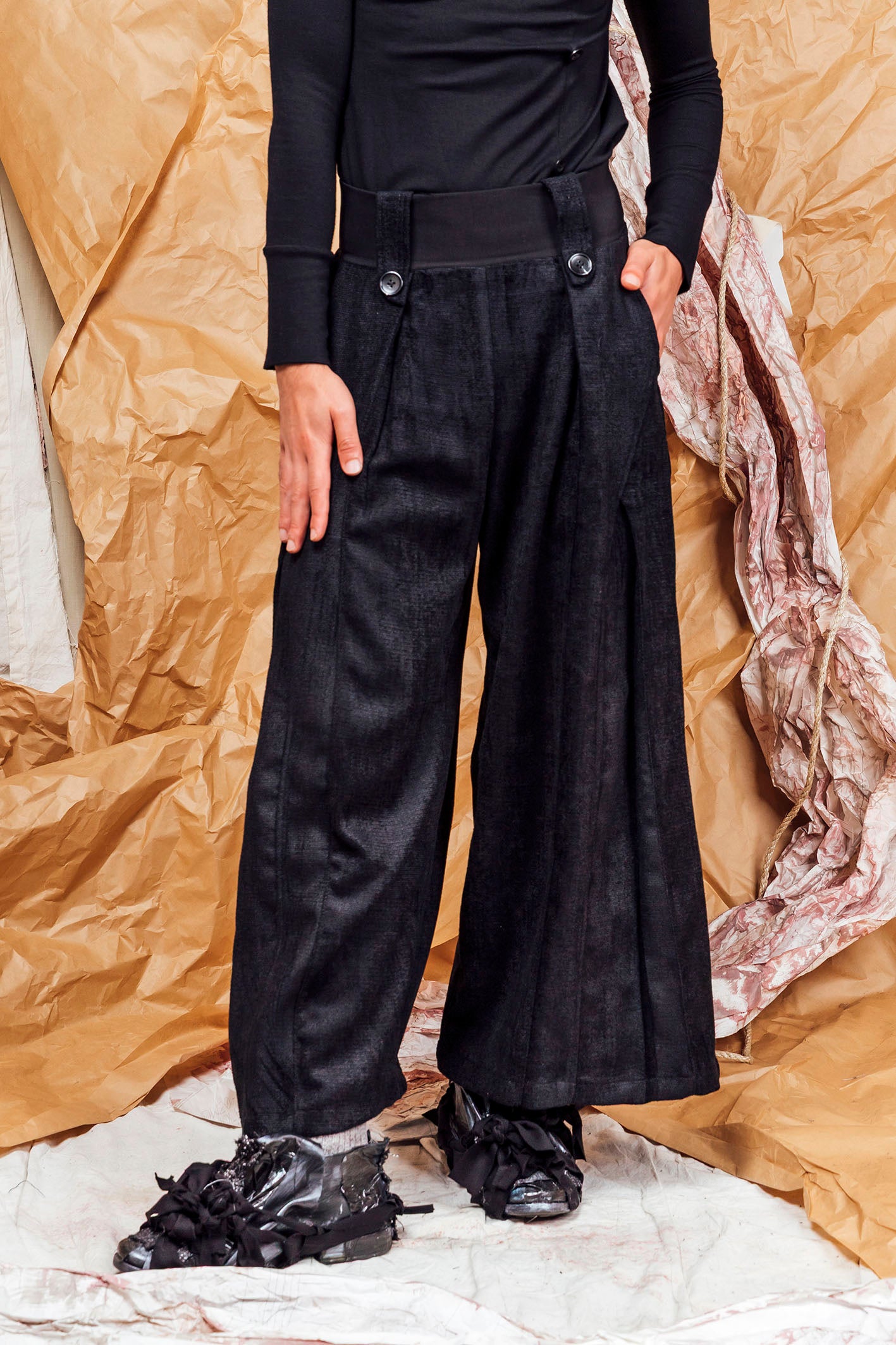 AW25 ADLAI PALAZZO PANTS - OBSIDIAN CHENILLE