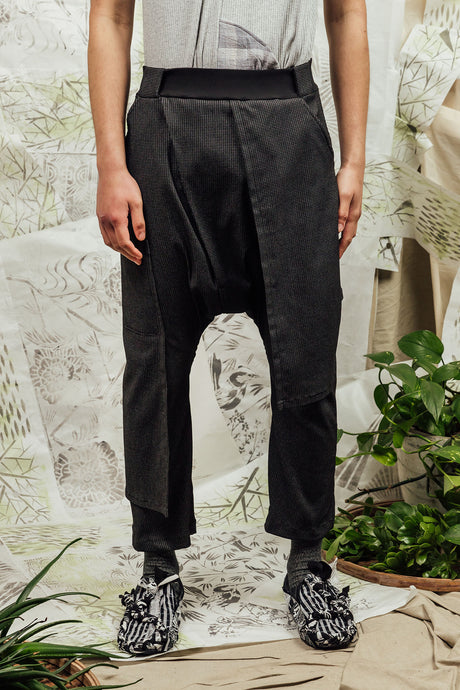 SL24 ADRIA DROP CRUTCH PANTS - OBSIDIAN CHECK