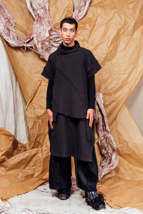 AW25 AKEMI RUCHE BOX TOP - ONYX JACQUARD