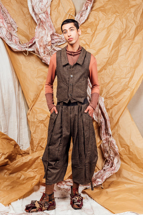 AW25 ALDIS WOOL WAISTCOAT - CHESTNUT TWEED
