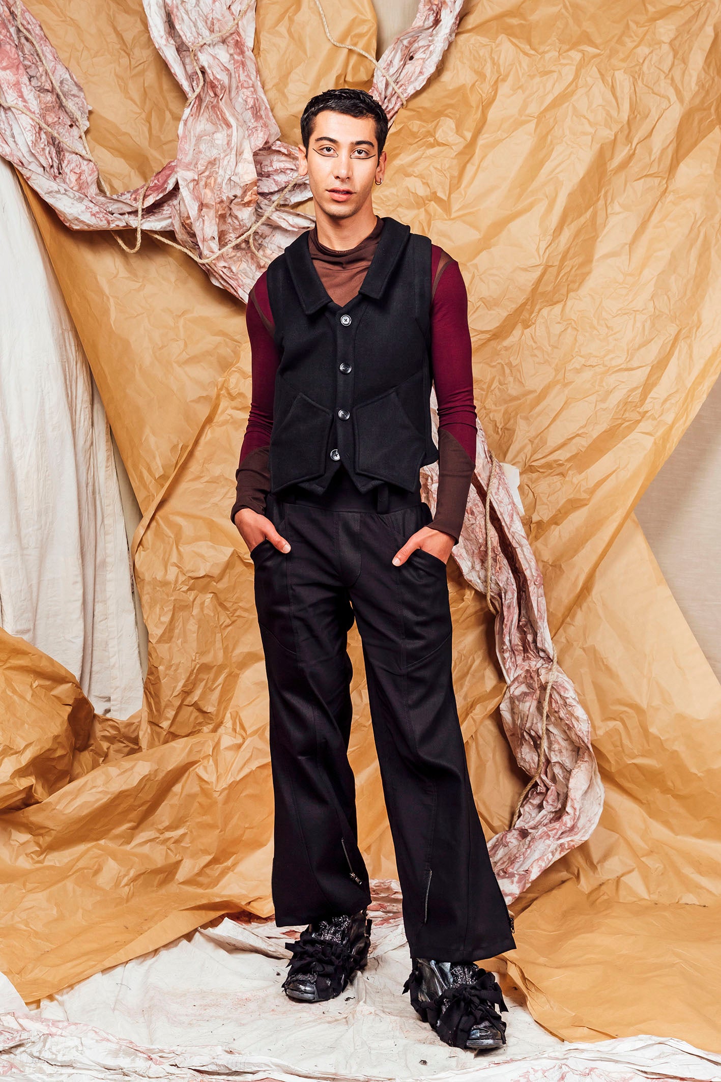 AW25 ALDIS WOOL WAISTCOAT - OBSIDIAN