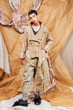 Load image into Gallery viewer, AW25 AMANE WRAP RUCHE COAT - SAND PINSTRIPE