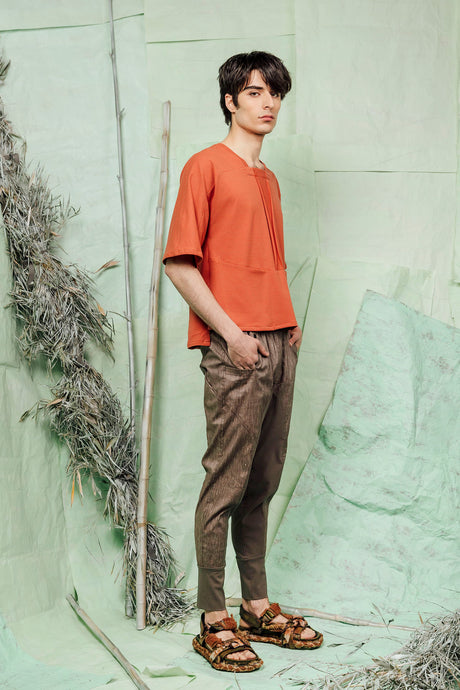 Aperol Tan, Uni-sex. Summer, Flared, Knit Top 