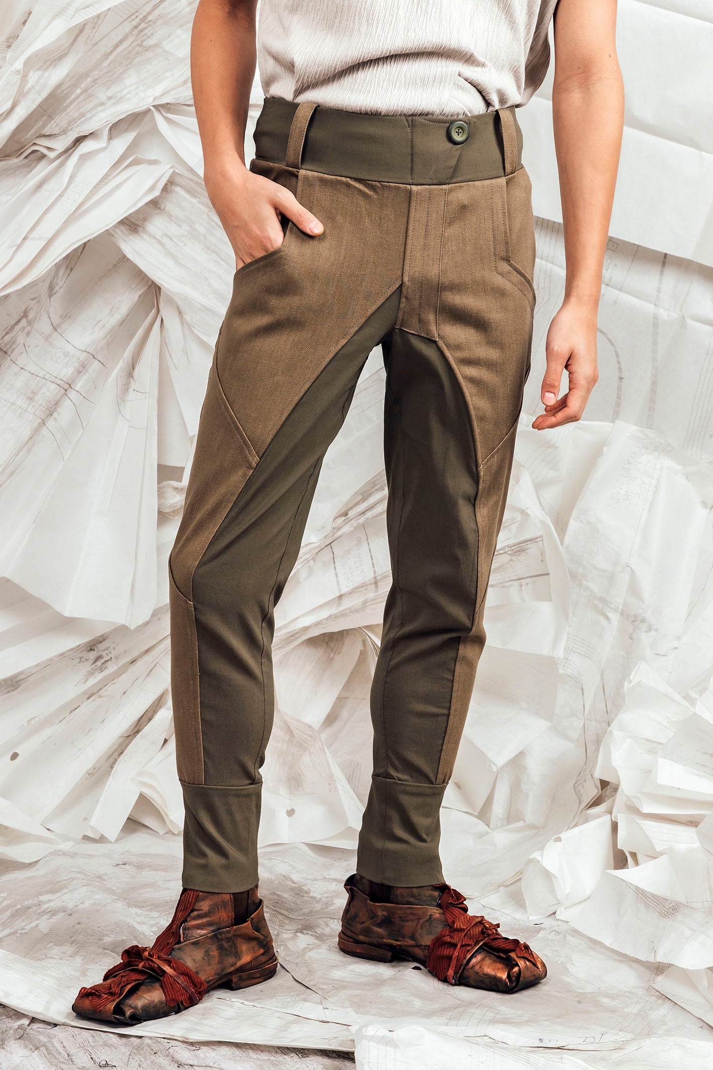 SL25 ENZI SLIM LINE PANTS - OLIVE KHAKI