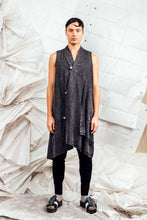 Load image into Gallery viewer, SL25 KAIDA LONG WRAP VEST - CHARCOAL ACIDWASH