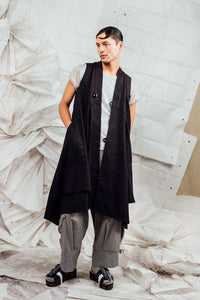 SL25 KAIDA LONG WRAP VEST - ONYX