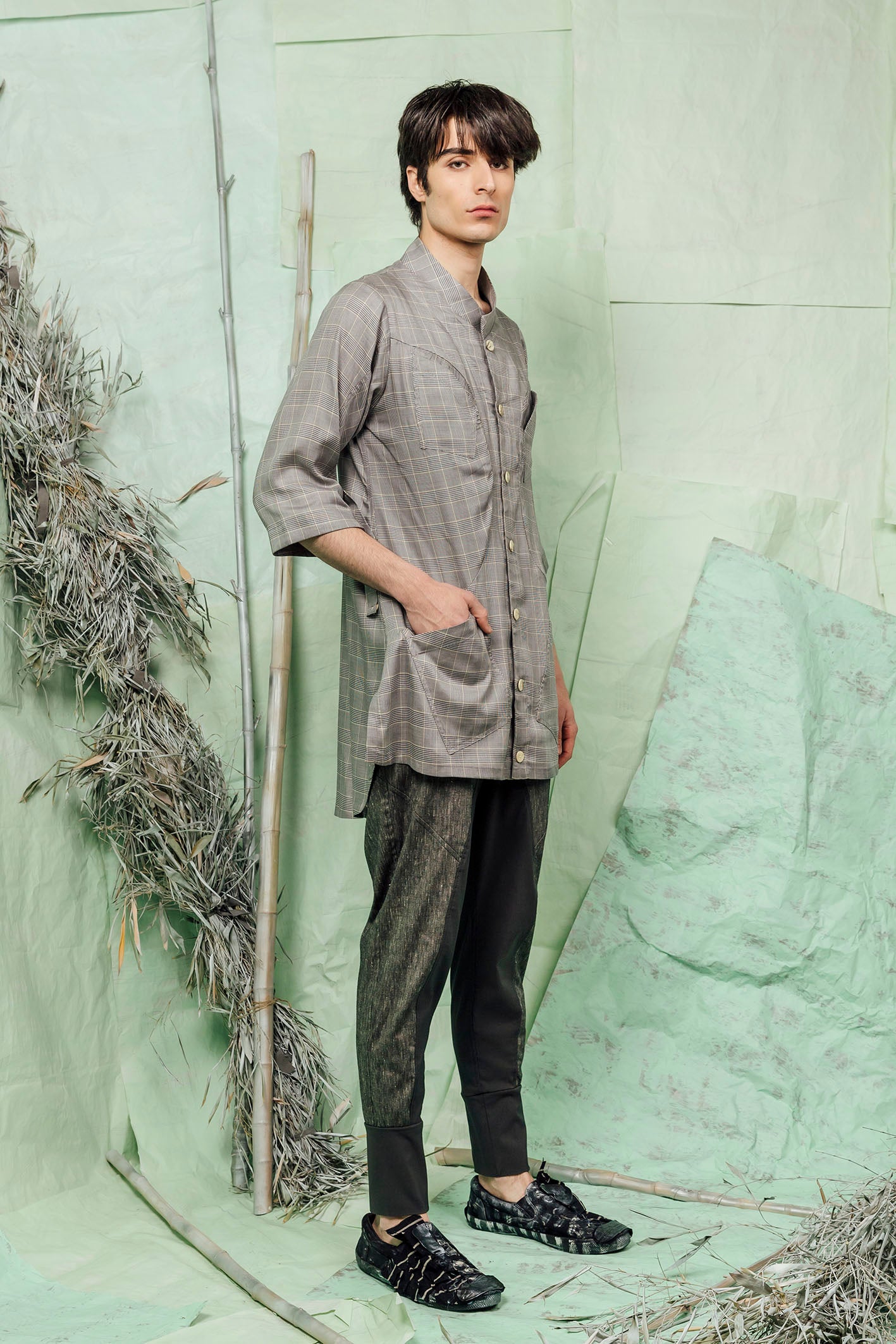 SL26 KAIEN LONG SHIRT - RIVERSTONE CHECK