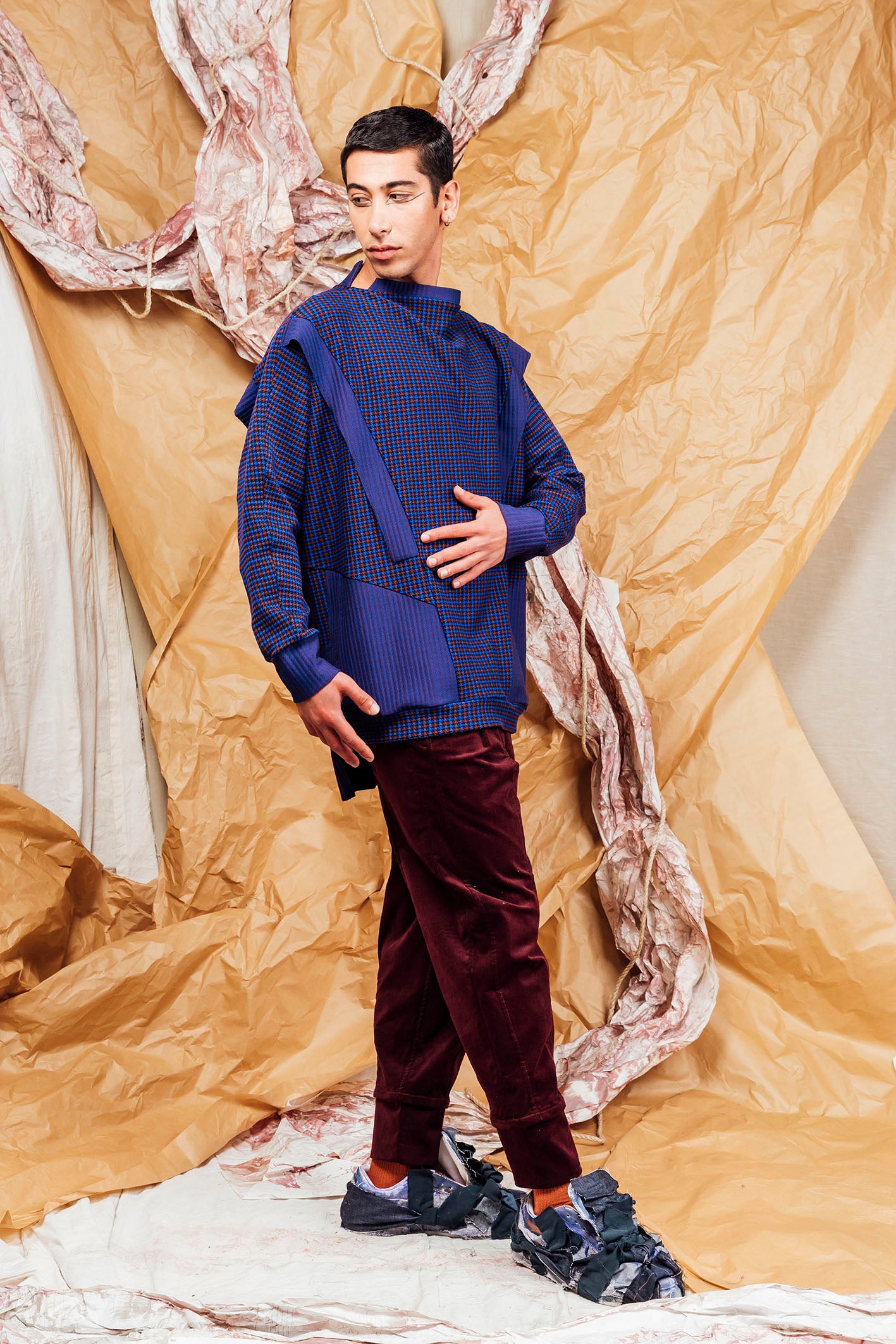 AW25 KORI PANEL COWL JUMPER - COBALT RUST