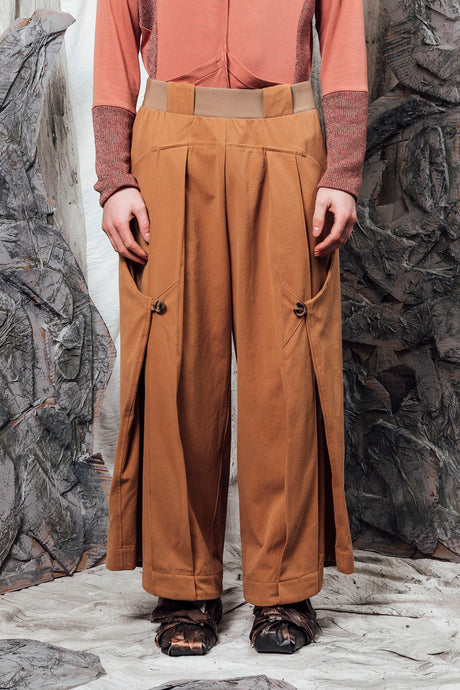 AW24 LYNDON BUTTON FLARE PANTS - CAMEL